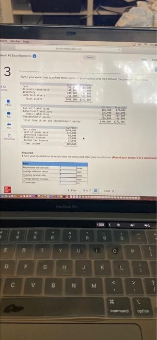 We Pg Excel Exorches 3 642 M 0 9 E D Revise Your Worksheet To Reflect These Updet Asumptions And The Answer The On Gre 1