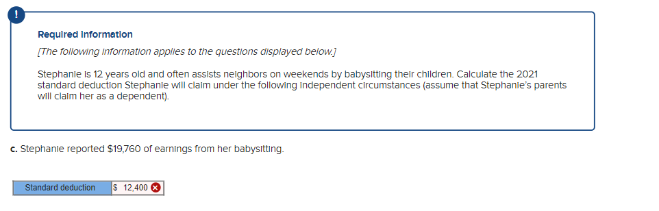 Required Information The Following Information Applies To The Questions Displayed Below Stephanie Is 12 Years Old And 1