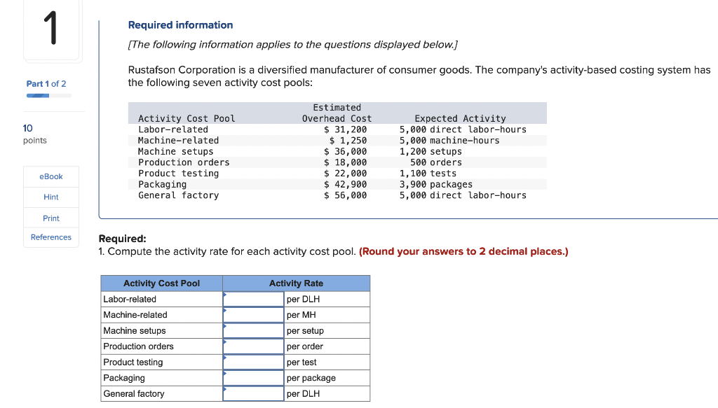 1 Part 1 Of 2 10 Points Ebook Hint Print References Required Information The Following Information Applies To The Quest 1