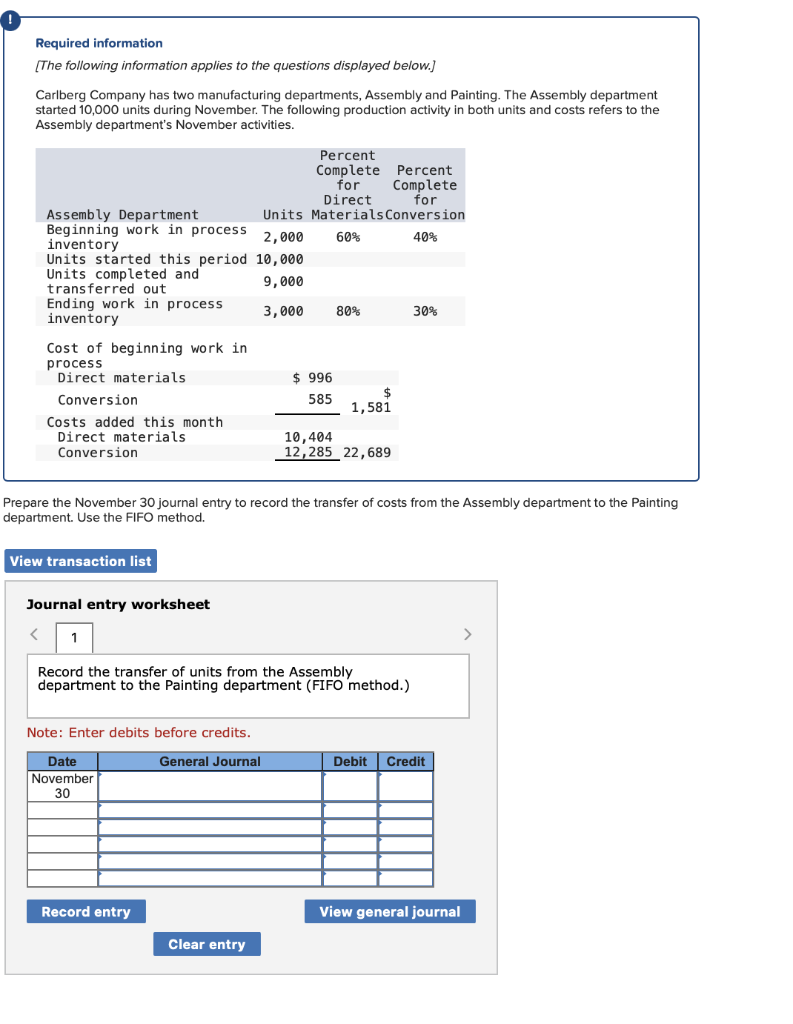 Required Information The Following Information Applies To The Questions Displayed Below Carlberg Company Has Two Manu 1