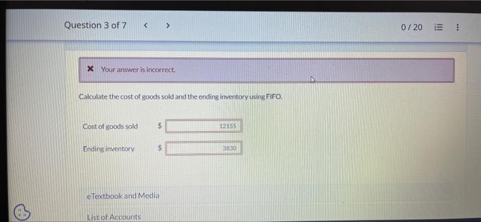 Ch 6a Homework Question 3 Of 7 Show Attempt History Current Attempt In Progress You Are Given The Following Informatio 2