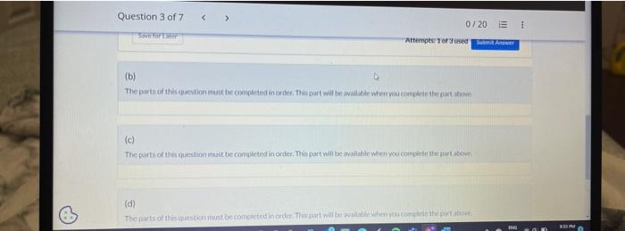Ch 6a Homework Question 3 Of 7 Show Attempt History Current Attempt In Progress You Are Given The Following Informatio 3