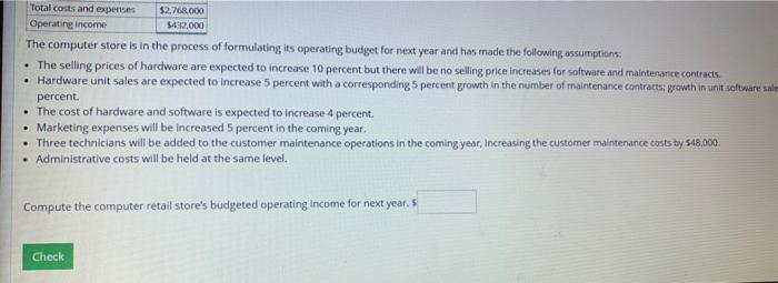 Budgeted Income Statement The Operating Results In Summarized Form For A Retail Computer Store For This Year Are Rever 2