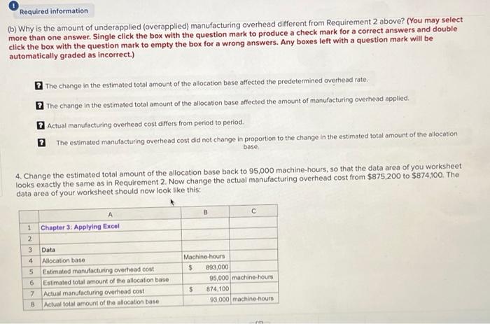 2 Change All Of The Numbers In The Data Area Of Your Worksheet So That It Looks Like This 1 2 3 Data 4 Allocation Base 3