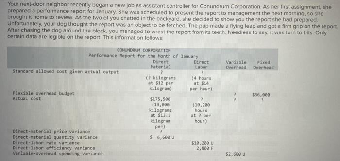 Your Next Door Neighbor Recently Began A New Job As Assistant Controller For Conundrum Corporation As Her First Assignm 1