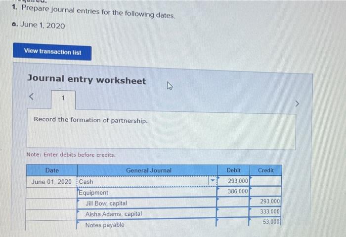 Problem 11 6a Partnership Entries Profit Allocation Admission Of A Partner Lo2 3 4 On June 1 2020 Jill Bow And Ais 2