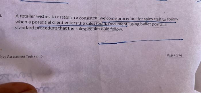 3 A Retailer Wishes To Establish A Consistent Welcome Procedure For Sales Staff To Follow When A Potential Client Enter 1