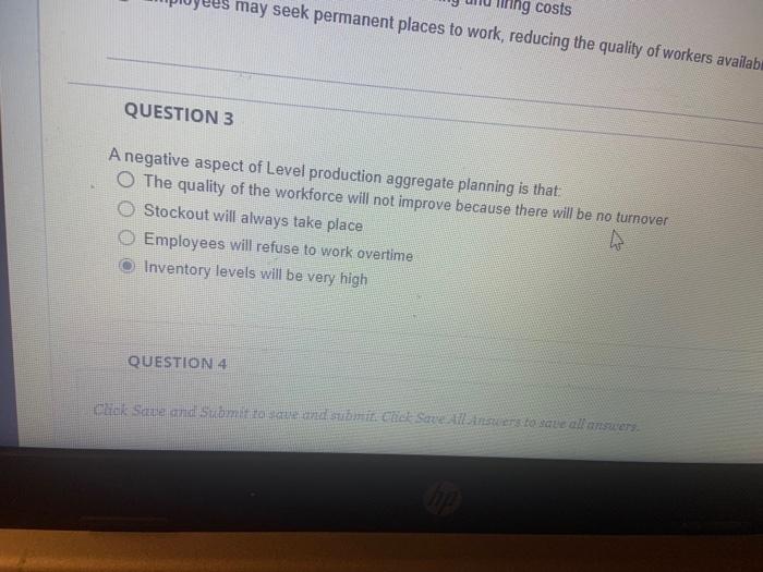 Ring Costs May Seek Permanent Places To Work Reducing The Quality Of Workers Availab Question 3 A Negative Aspect Of Le 1