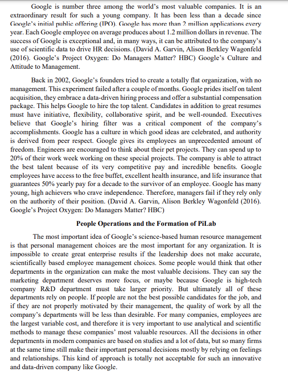 Google S Project Oxygen Do Managers Matter Executive Summary The Paper Presents The Analysis Of Project Oxygen Which 2