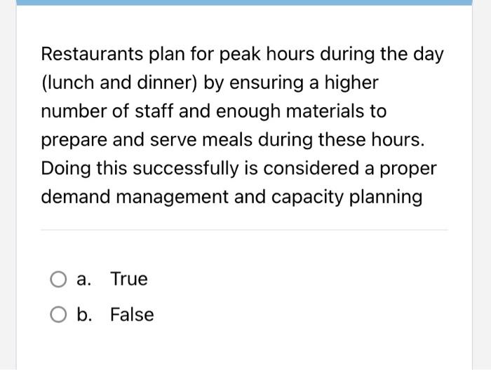 Restaurants Plan For Peak Hours During The Day Lunch And Dinner By Ensuring A Higher Number Of Staff And Enough Materi 1