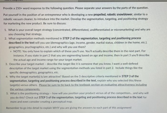 Four Fo Provide A 250 Word Response To The Following Question Please Separate Your Answers By The Parts Of The Quest 1