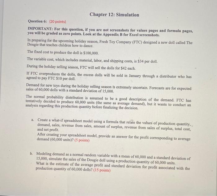 Chapter 12 Simulation Question 6 20 Points Important For This Question If You Are Not Screenshots For Values Pages 1