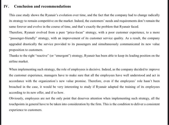 I Learning Objectives Of The Case Study The Aim Of This Paper Is To Analyse The Way Ryanair Evolved Over Time To Remain 9