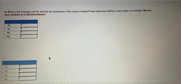 A Priority Waiting System Assigns Arriving Customers To One Of Four Classes Arrival Rates Poisson Of The Classes Are 2