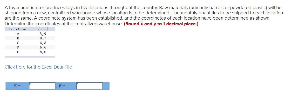 A Toy Manufacturer Produces Toys In Five Locations Throughout The Country Raw Materials Primarily Barrels Of Powdered 1