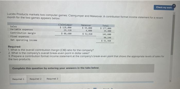 Check My Work Lucido Products Markets Two Computer Games Claimjumper And Makeover A Contribution Format Income Stateme 1
