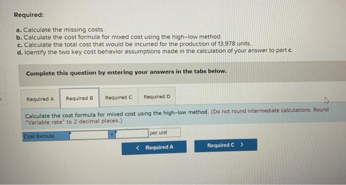 The Following Data Have Been Extracted From The Records Of Puzzle Inc Production Level In Units Variable Costs Fixed 3