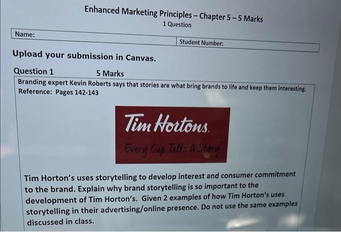 Name Enhanced Marketing Principles Chapter 5 5 Marks 1 Question Student Number Upload Your Submission In Canvas Q 1