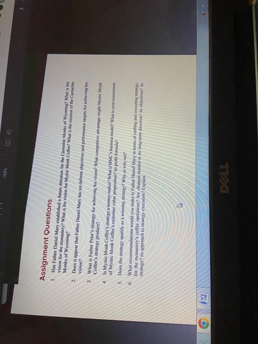 O Ell 100 8 Assignment Questions Monks Of Wyoming 1 Has Father Daniel Mary Established A Future Direction For The C 1