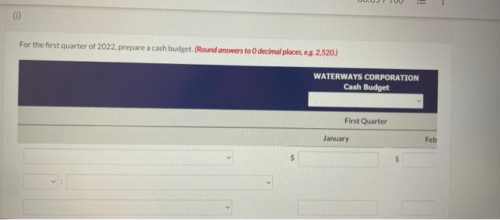 Waterways Corporation Is Preparing Its Budget For The Coming Year 2022 The First Step Is To Plan For The First Quarter 5