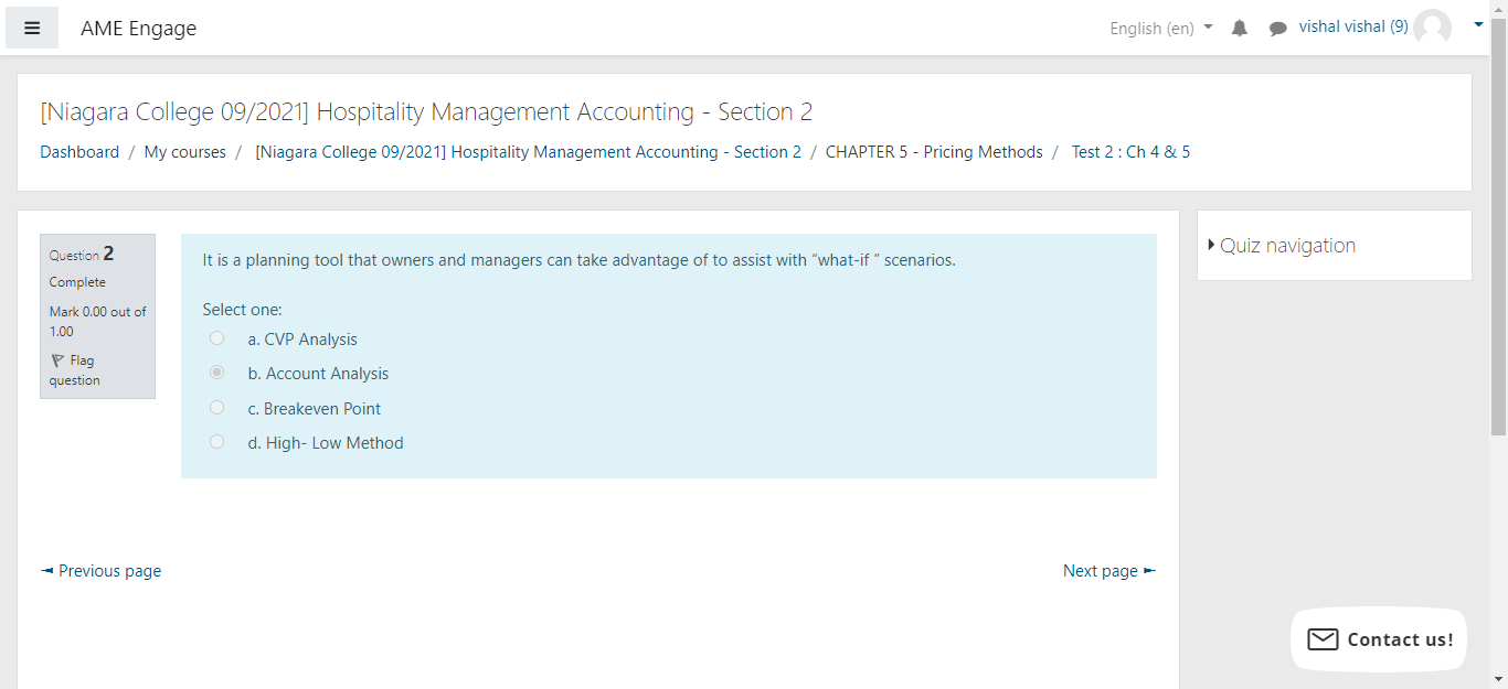 E Ame Engage Niagara College 09 2021 Hospitality Management Accounting Section 2 Dashboard My Courses Niagara Co 1