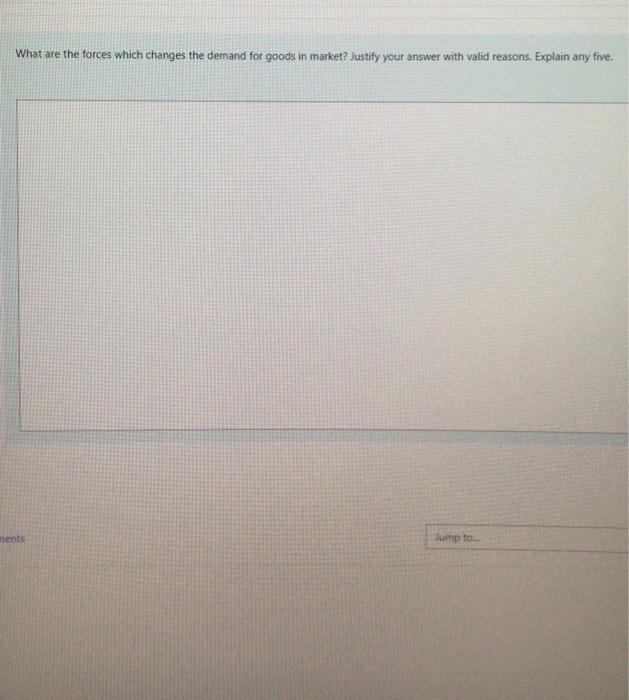 What Are The Forces Which Changes The Demand For Goods In Market Justify Your Answer With Valid Reasons Explain Any Fi 1