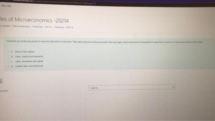 Moodle Les Of Microeconomics 20214 Y Courses Microeconomics Final Exam 2021 4 Final Exam 2021 4 Industries Are Prod 1