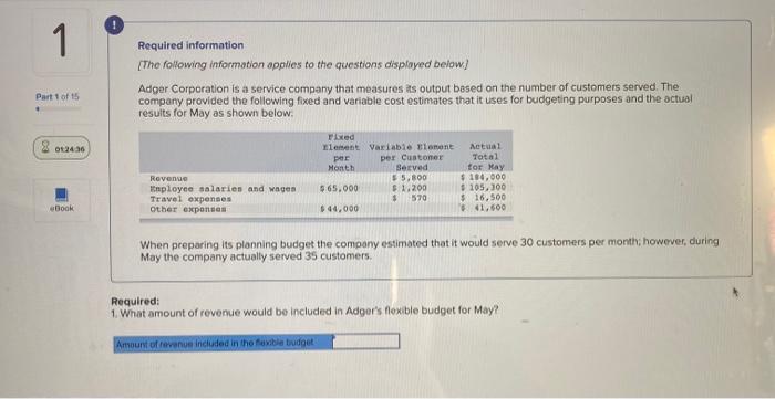 1 Required Information The Following Information Applies To The Questions Displayed Below Adger Corporation Is A Servi 1