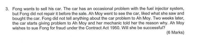 3 Fong Wants To Sell His Car The Car Has An Occasional Problem With The Fuel Injector System But Fong Did Not Repair 1