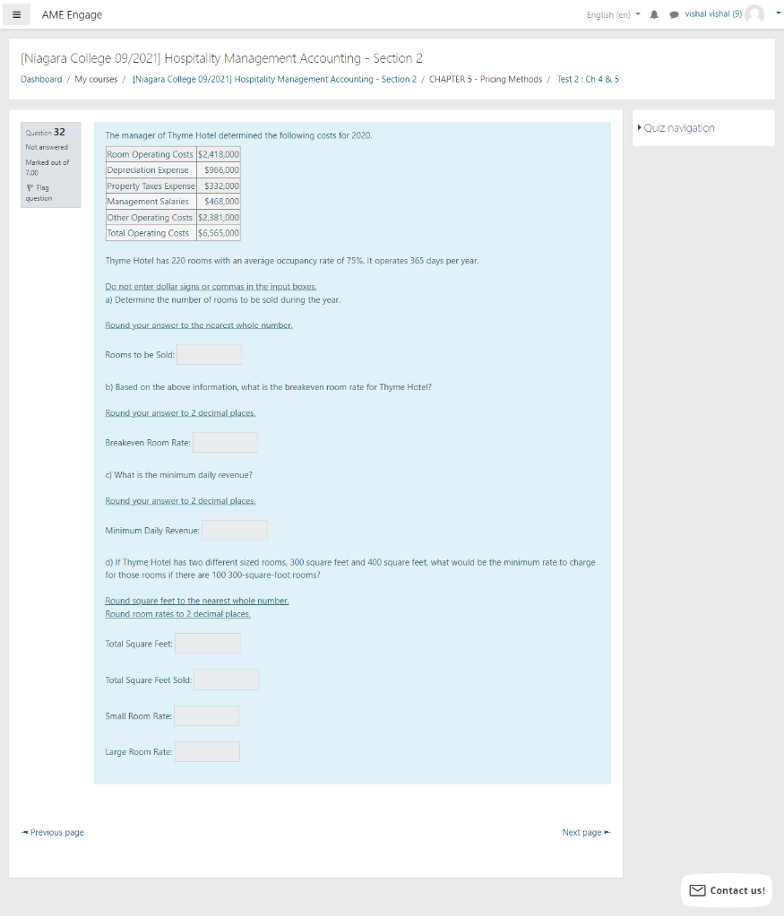 Ame Engage Niagara College 09 2021 Hospitality Management Accounting Section 2 Dashboard My Courses Niagara Col 1