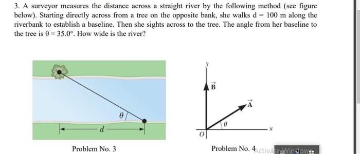 3 A Surveyor Measures The Distance Across A Straight River By The Following Method See Figure Below Starting Directl 1