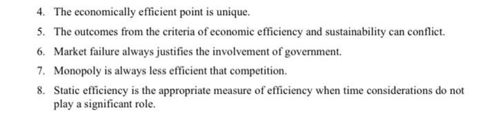 4 The Economically Efficient Point Is Unique 5 The Outcomes From The Criteria Of Economic Efficiency And Sustainabili 1