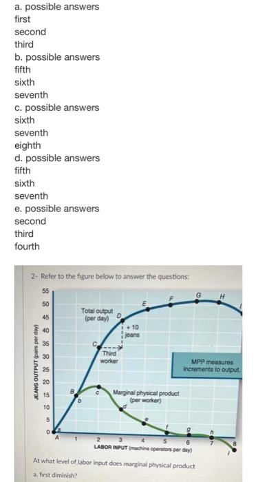 A Possible Answers First Second Third B Possible Answers Fifth Sixth Seventh C Possible Answers Sixth Seventh Eighth 1
