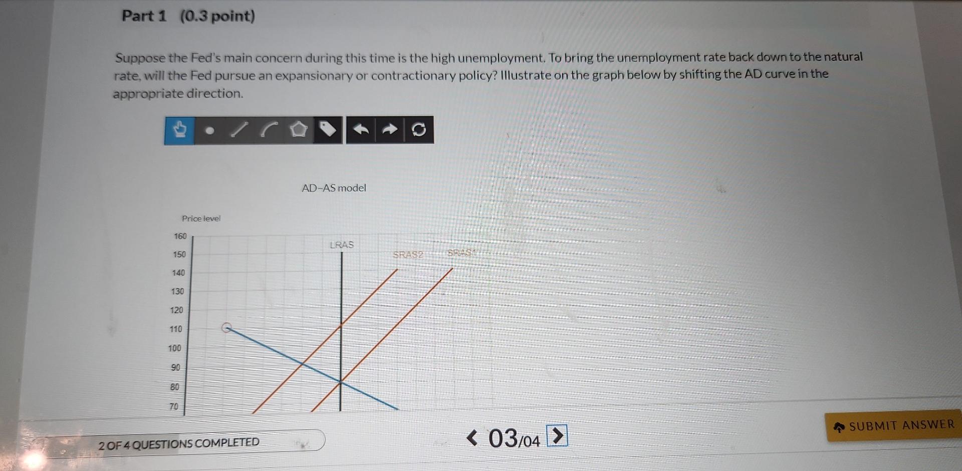 Part 1 0 3 Point Suppose The Fed S Main Concern During This Time Is The High Unemployment To Bring The Unemployment R 1