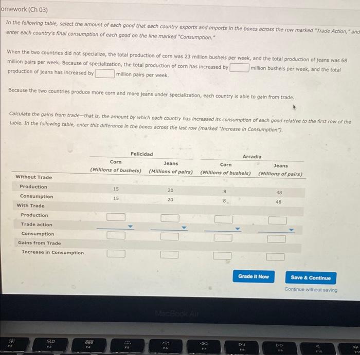 Cengage Mindtap Homework Ch 03 Consider Two Neighboring Island Countries Called Felicidad And Arcadia They Each Have 2