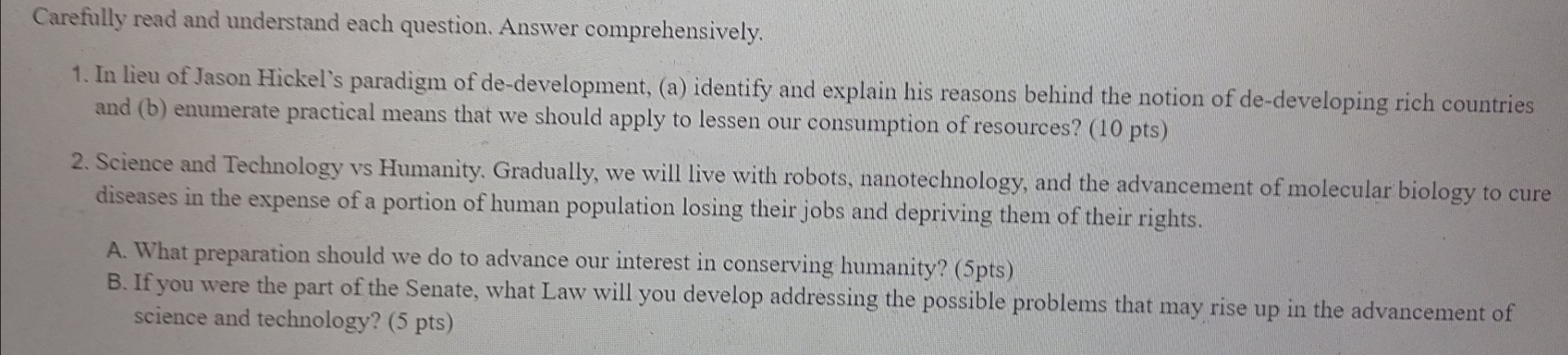 Carefully Read And Understand Each Question Answer Comprehensively 1 In Lieu Of Jason Hickel S Paradigm Of De Develop 1