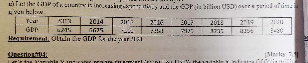 C Let The Gdp Of A Country Is Increasing Exponentially And The Gdp In Billion Usd Over A Period Of Time Is Given Belo 1
