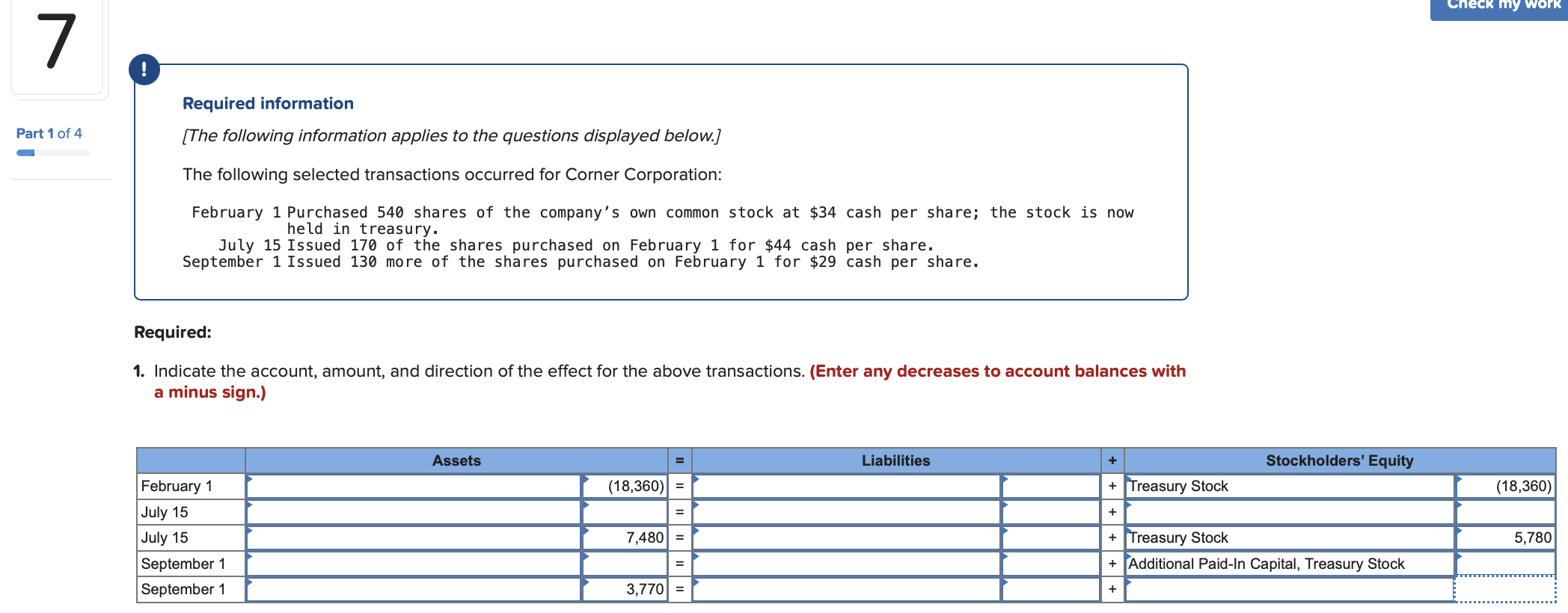 Eck My Work 7 Required Information Part 1 Of 4 The Following Information Applies To The Questions Displayed Below T 1