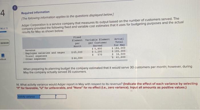 15 Required Information The Following Information Applies To The Questions Displayed Below Adger Corporation Is A Ser 2