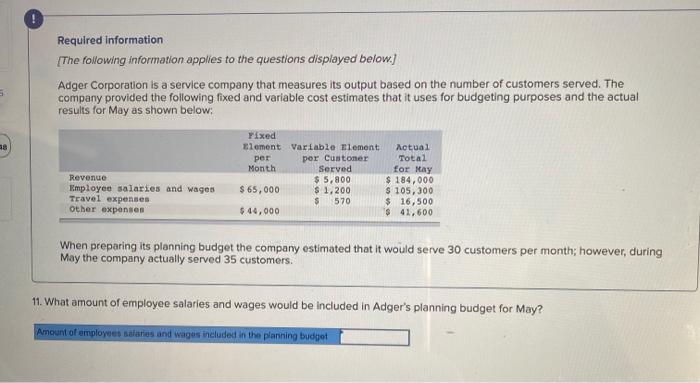 15 Required Information The Following Information Applies To The Questions Displayed Below Adger Corporation Is A Ser 5