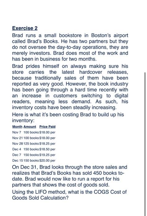 Exercise 1 Sal S Sunglasses Is A Sunglass Retailer Located In Charleston South Carolina Sal Opened The Store In Septem 2
