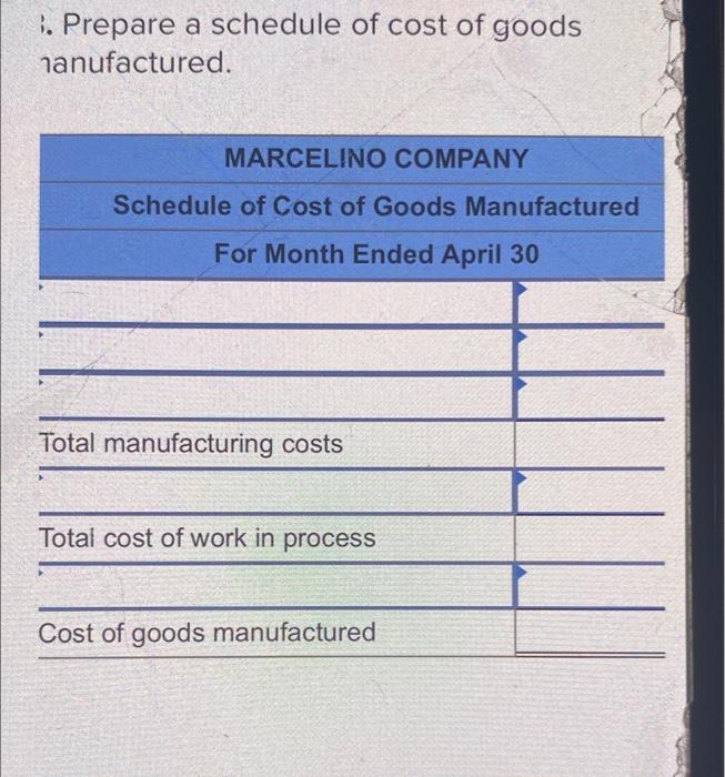 Marcelino Co S March 31 Inventory Of Raw Materials Is 82 000 Raw Materials Purchases In April Are 500 000 And Facto 6