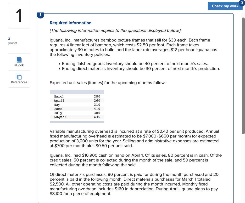 1 2 Points Ebook References Required Information The Following Information Applies To The Questions Displayed Below I 1