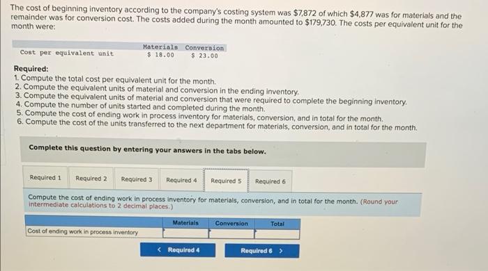 Tes Jarvene Corporation Uses The Fifo Method In Its Process Costing System The Following Data Are For The Most Recent M 5
