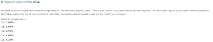26 Chapter Mc Section 04 Problem 165 Algs The Store Where You Bought New Home Furnishings Offers You Two Alternative Pa 1