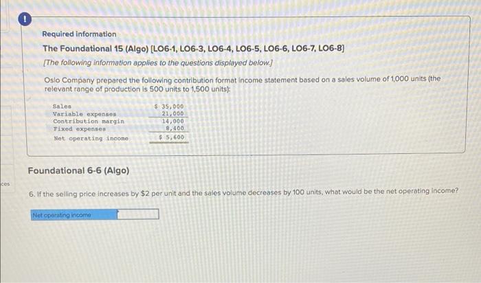 Required Information The Foundational 15 Algo Lo6 1 Lo6 3 Lo6 4 Lo6 5 Lo6 6 Lo6 7 Lo6 8 The Following Informa 6