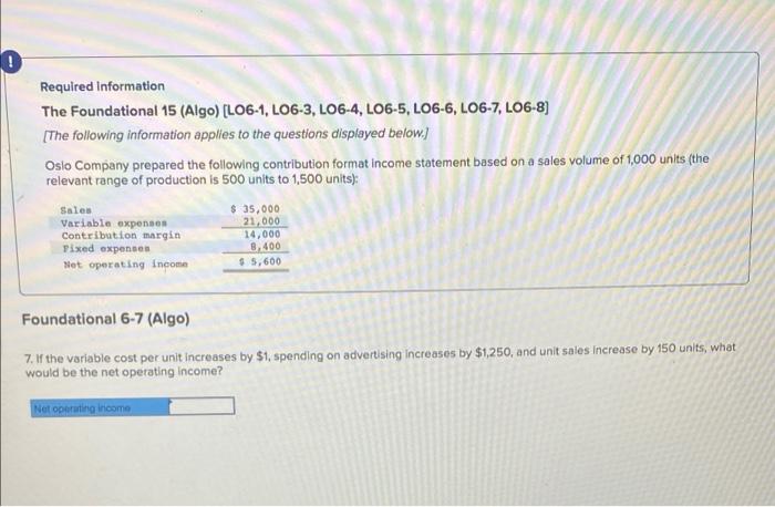 Required Information The Foundational 15 Algo Lo6 1 Lo6 3 Lo6 4 Lo6 5 Lo6 6 Lo6 7 Lo6 8 The Following Informa 7