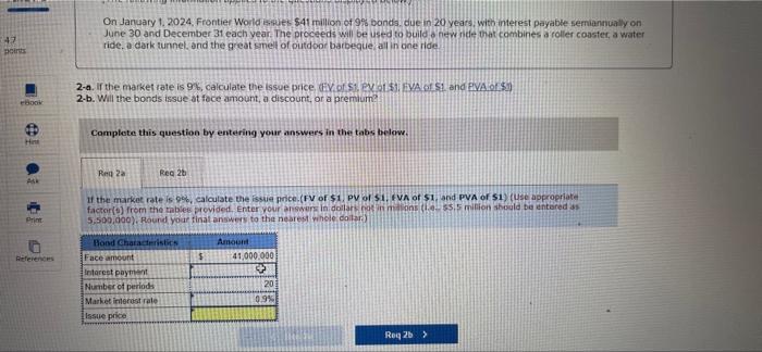 47 Points Ebook Hint A T Ask Print References On January 1 2024 Frontier World Issues 41 Million Of 9 Bonds Due In 1
