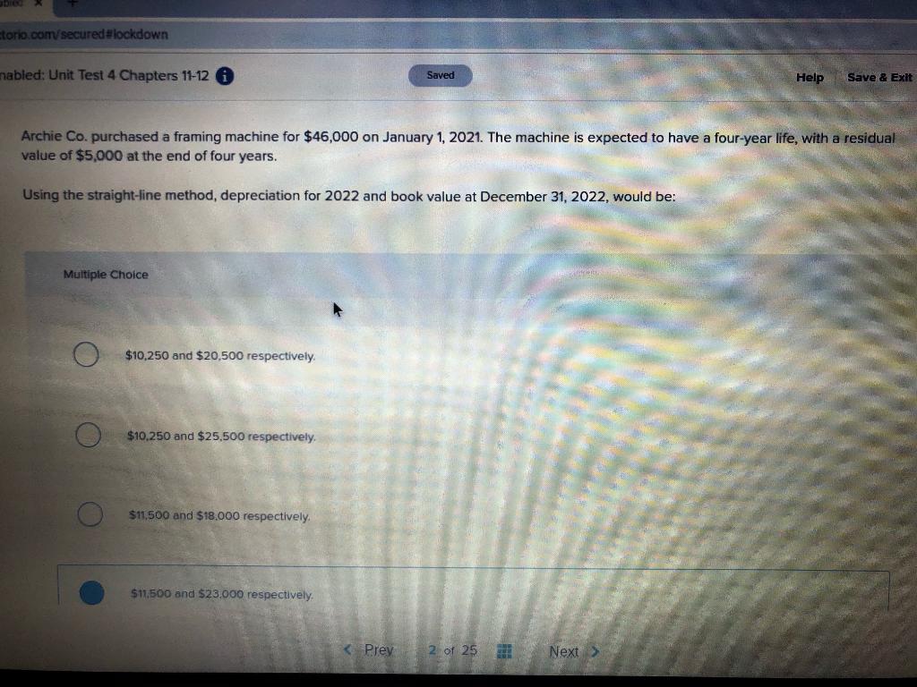 Ctorio Com Secured Lockdown Mabled Unit Test 4 Chapters 11 12 I Using The Straight Line Method Depreciation For 2022 1