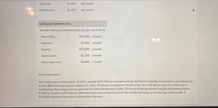 Waterways Corporation Is Preparing Its Budget For The Coming Year 2022 The First Step Is To Plan For The First Quarter 3